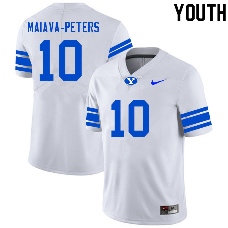 Youth #10 Sol-Jay Maiava-Peters BYU Cougars College Football Jerseys Sale-White - Click Image to Close